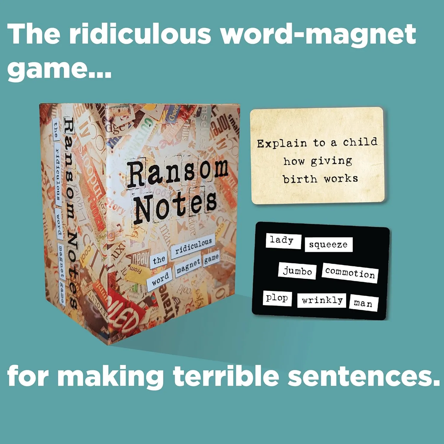 Ransom Notes - The Ridiculous Word Magnet Party Game, 3  Players