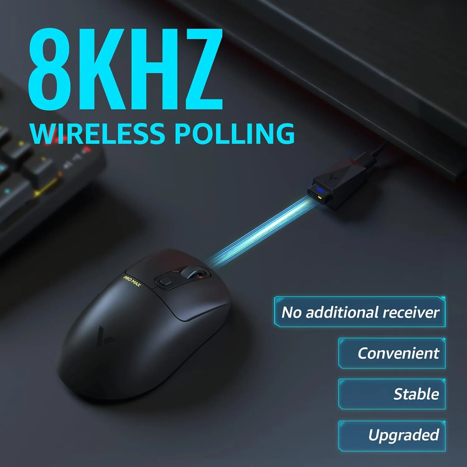 Rapoo VT3PRO MAX Wireless Gaming Mouse, 59g Superlight, 8KHz Polling, PAW 3950 Ultimate Optical Sensor, 30K Independent X/Y DPI, 1 8 Programmable Buttons, 200H Battery Life, Classic Shape, PC, Black