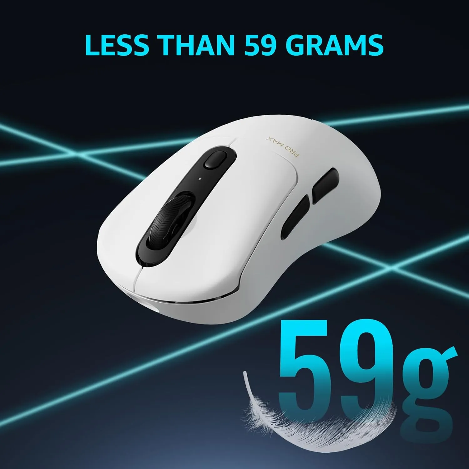 Rapoo VT3PRO MAX Wireless Gaming Mouse, 59g Superlight, 8KHz Polling, PAW 3950 Ultimate Optical Sensor, 30K Independent X/Y DPI, 1 8 Programmable Buttons, 200H Battery Life, Classic Shape, PC, White