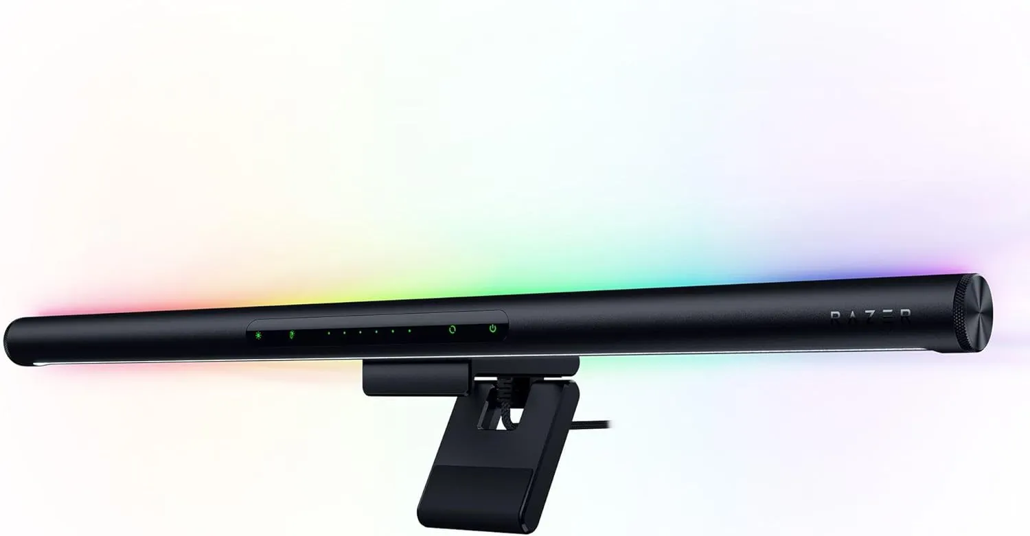 Razer Aether Monitor LED Light Bar: Front & Back Lighting - Wide Natural Illumination - Fits Most Monitor Sizes - Chroma RGB - Works with Alexa, Google Home - Razer Gamer Room App for Unified Control
