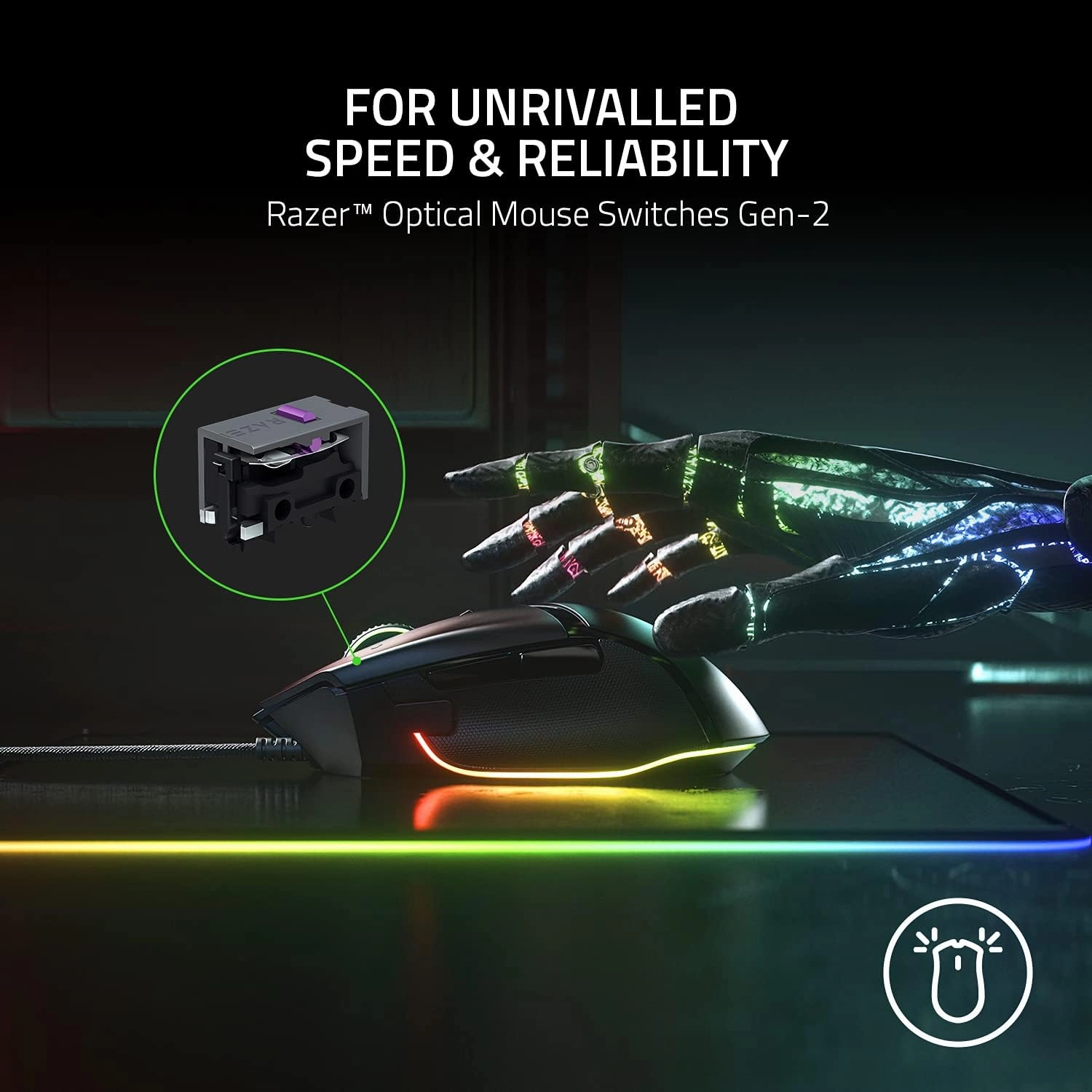 Razer Basilisk V3 Customizable Ergonomic : Fastest Gaming Mouse Switch Chroma RGB Lighting 26K DPI Optical Sensor - 11 Programmable Buttons HyperScroll Tilt Wheel Classic Black (Renewed)
