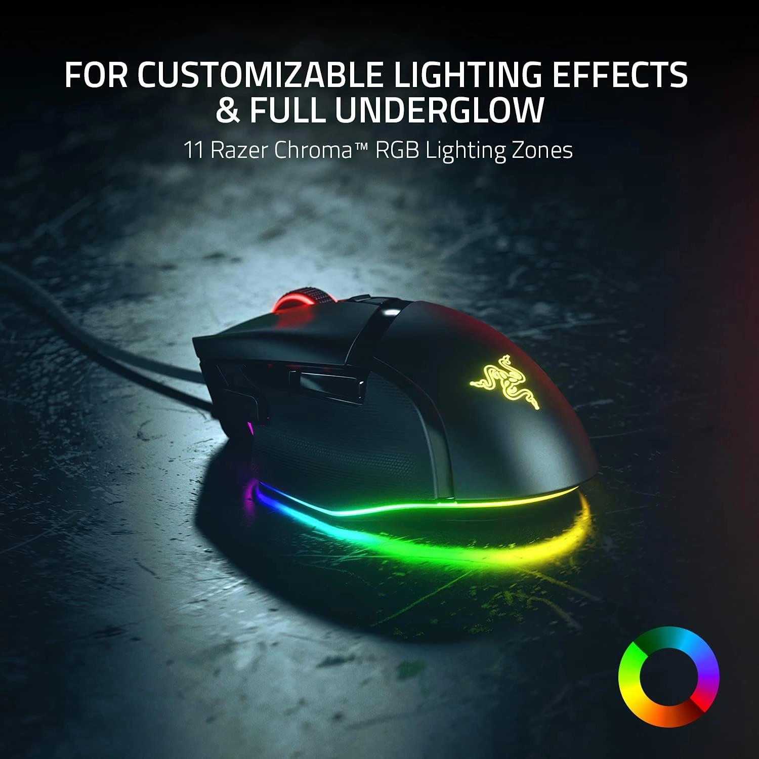Razer Basilisk V3 Customizable Ergonomic : Fastest Gaming Mouse Switch Chroma RGB Lighting 26K DPI Optical Sensor - 11 Programmable Buttons HyperScroll Tilt Wheel Classic Black (Renewed)