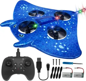 RC Airplane for Kids and Beginners, 2.4GHz Remote Control Drone with 2 Batteries, 360° Drop-Resistant Stunt Spin Remote Fighter Jet with Lights Outdoor Flying Toy