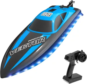 RC Boat - Remote Control Boats for Adult,2.4GHz RC Racing Boats with LED Lights for Pool Lakes,Summer Water Toy