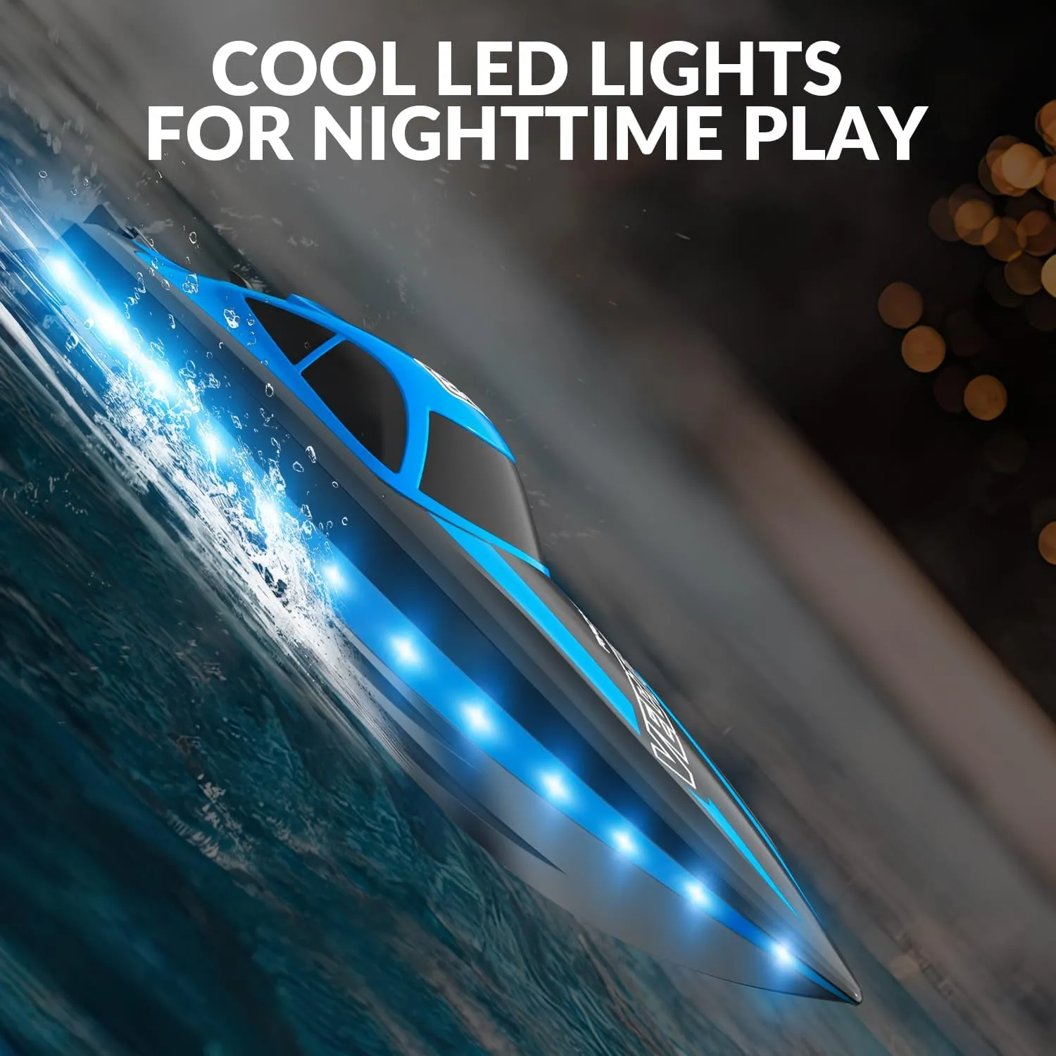 RC Boat - Remote Control Boats for Adult,2.4GHz RC Racing Boats with LED Lights for Pool Lakes,Summer Water Toy