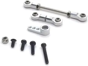 Rc Connecting Rod Tie Rod for WLtoys 284131 K969 K979 K989 K999 P929 P939 RC01 for Mini-Q for Mini-Z 1/28 Metal Front Steering Link 28T Servo Arm RC Car Parts Replacement(Silver)