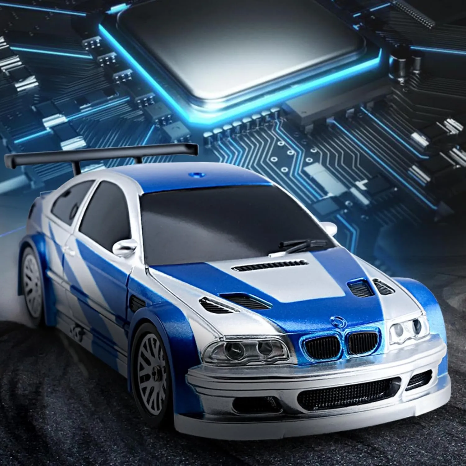 RC Drift Car - 1:43 Remote Control Car 2.4GHz Mini Drift Cars Racing High Speed Drift Car Model with LED Lights for RC Toys Gift (Blue)