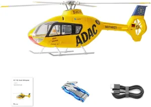 RC Helicopter with GPS for Adults, FLYWING EC135 470-Class 2.4G 6CH Brushless Motor RC Military Helicopter Support Assisted Hovering, 3D Stunt Mode and Auto Navigation Mode