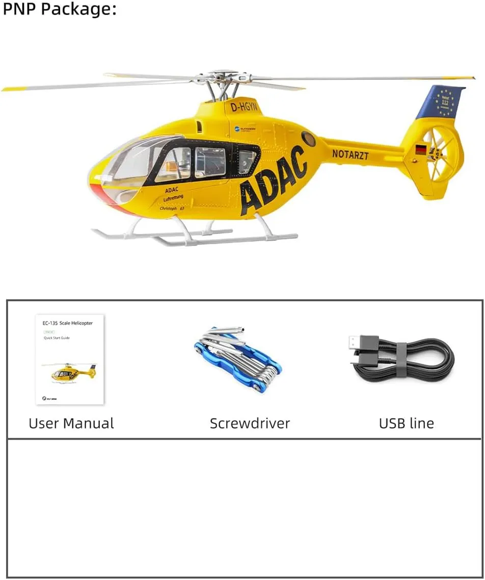 RC Helicopter with GPS for Adults, FLYWING EC135 470-Class 2.4G 6CH Brushless Motor RC Military Helicopter Support Assisted Hovering, 3D Stunt Mode and Auto Navigation Mode