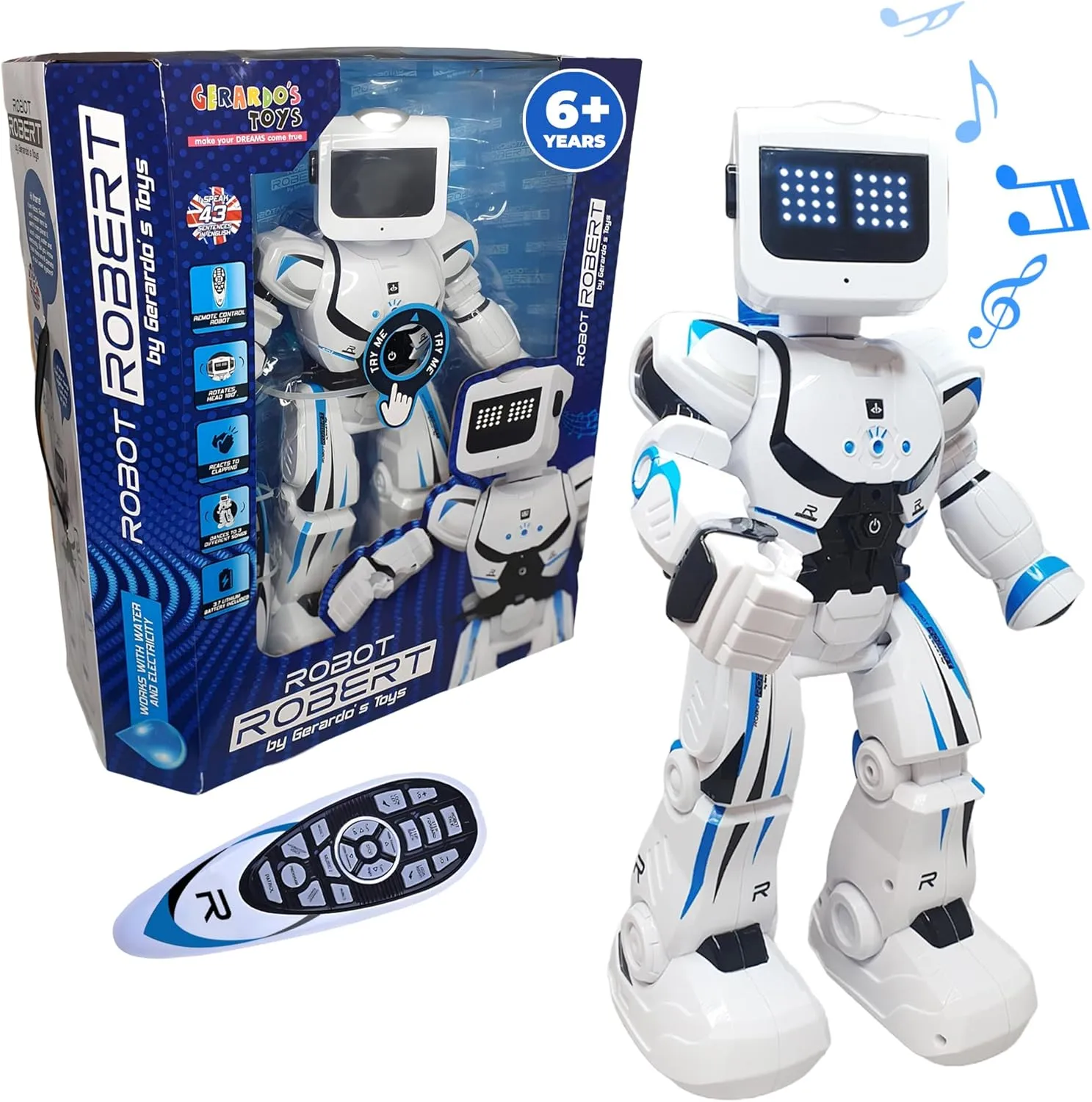 RC Interactive Robot, Talking, Dancing, Remote Control Robot Toy For Kids, Includes Light Up Eyes & Backpack, STEM Toys For Boys & Girls Age 8-12