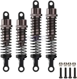 Rc Shock Absorber For HSP For Huanqi For HPI 1:16/1:18 4pcs Aluminum Front 50-62mm & Rear 58-78mm Oil Shock Absorber RC Car Parts Accessories Replacement(Gray)