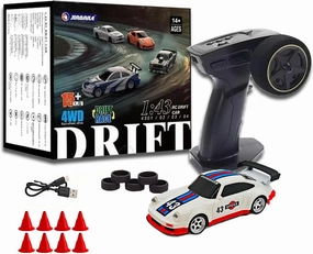 RC Drift Car - 1:43 Remote Control Car 2.4GHz Mini Drift Cars Racing High Speed Drift Car Model with LED Lights for RC Toys Gift (4305Silver, Gyro)