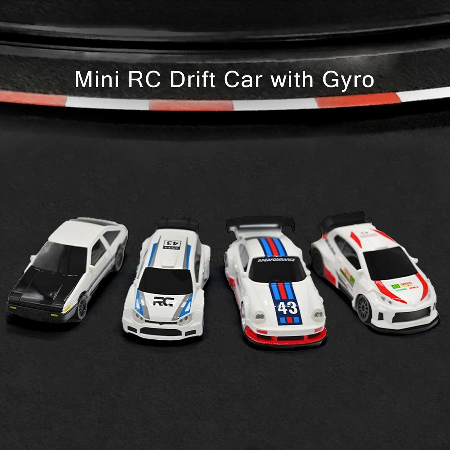 RC Drift Car - 1:43 Remote Control Car 2.4GHz Mini Drift Cars Racing High Speed Drift Car Model with LED Lights for RC Toys Gift (4305Silver, Gyro)