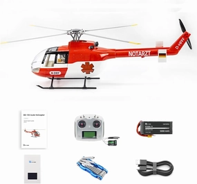 RC Helicopter with GPS, FlyWing BO105 470 Size 2.4G 6CH Remote Control Helicopter with 4 Advanced Flight Modes and Model 1/ Model 2 Switchable, Maple Leaf Paint (RTF Version)