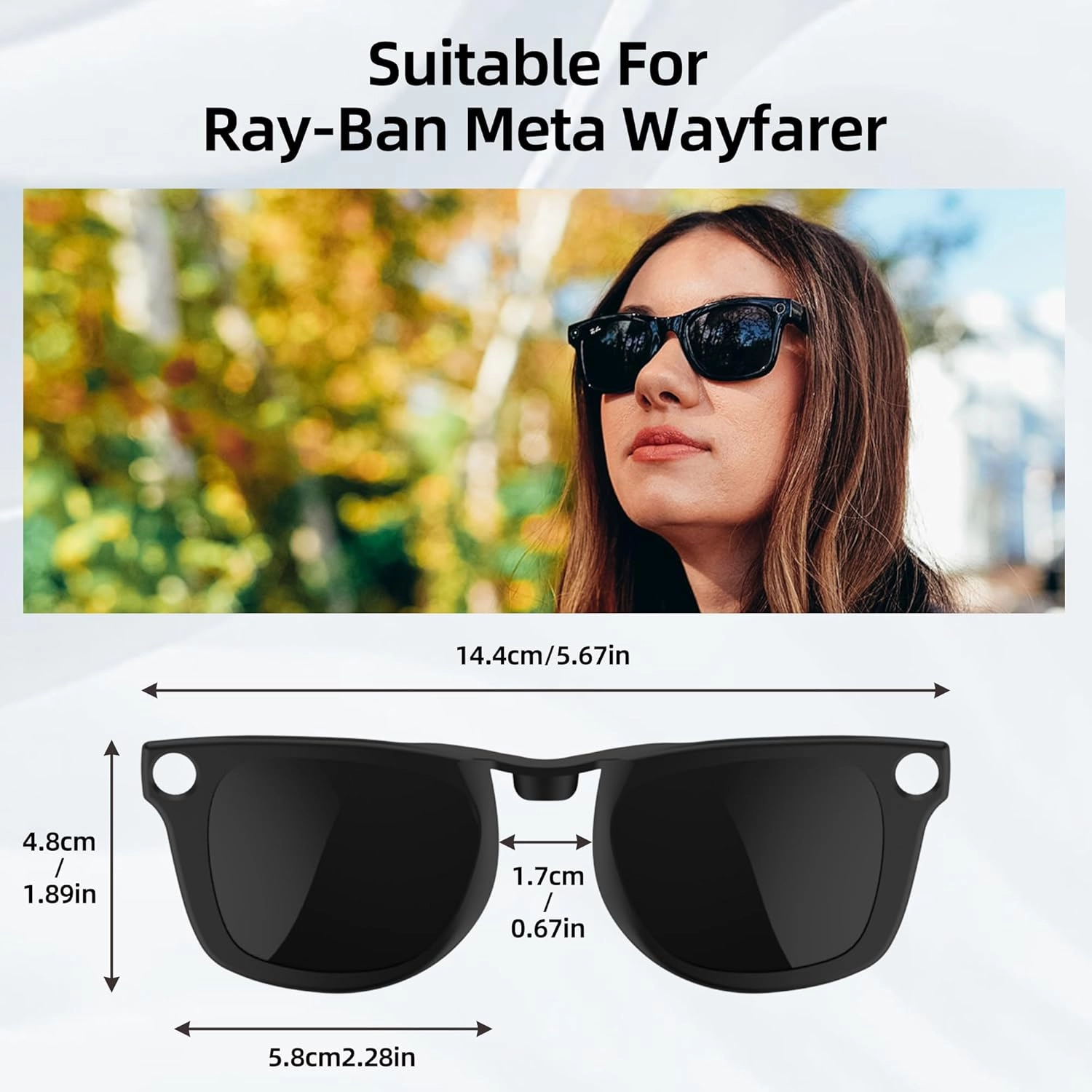 RCstyle Polarized Clip Compatible With Ray-Ban Meta Wayfarer (RW4008 Size M Standard 50-22) Smart Glasses Color Changing Clip Set (Brown, Dark Green)