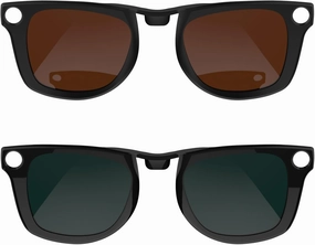 RCstyle Polarized Clip Compatible With Ray-Ban Meta Wayfarer (RW4008 Size M Standard 50-22) Smart Glasses Color Changing Clip Set (Brown, Dark Green)