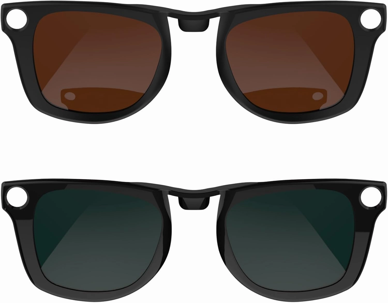 RCstyle Polarized Clip Compatible With Ray-Ban Meta Wayfarer (RW4008 Size M Standard 50-22) Smart Glasses Color Changing Clip Set (Brown, Dark Green)