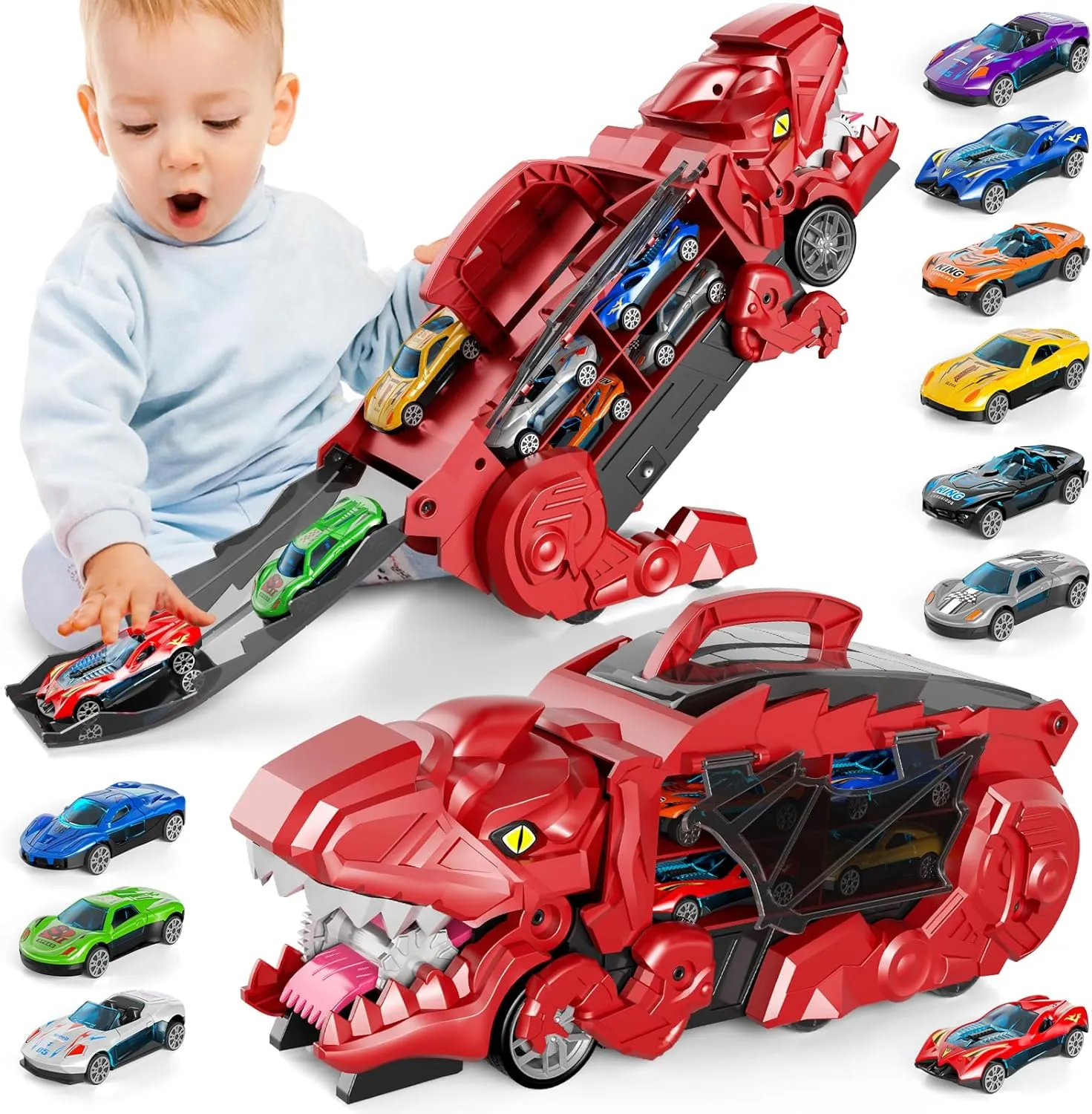 Red Dinosaur Truck Toys 7755
