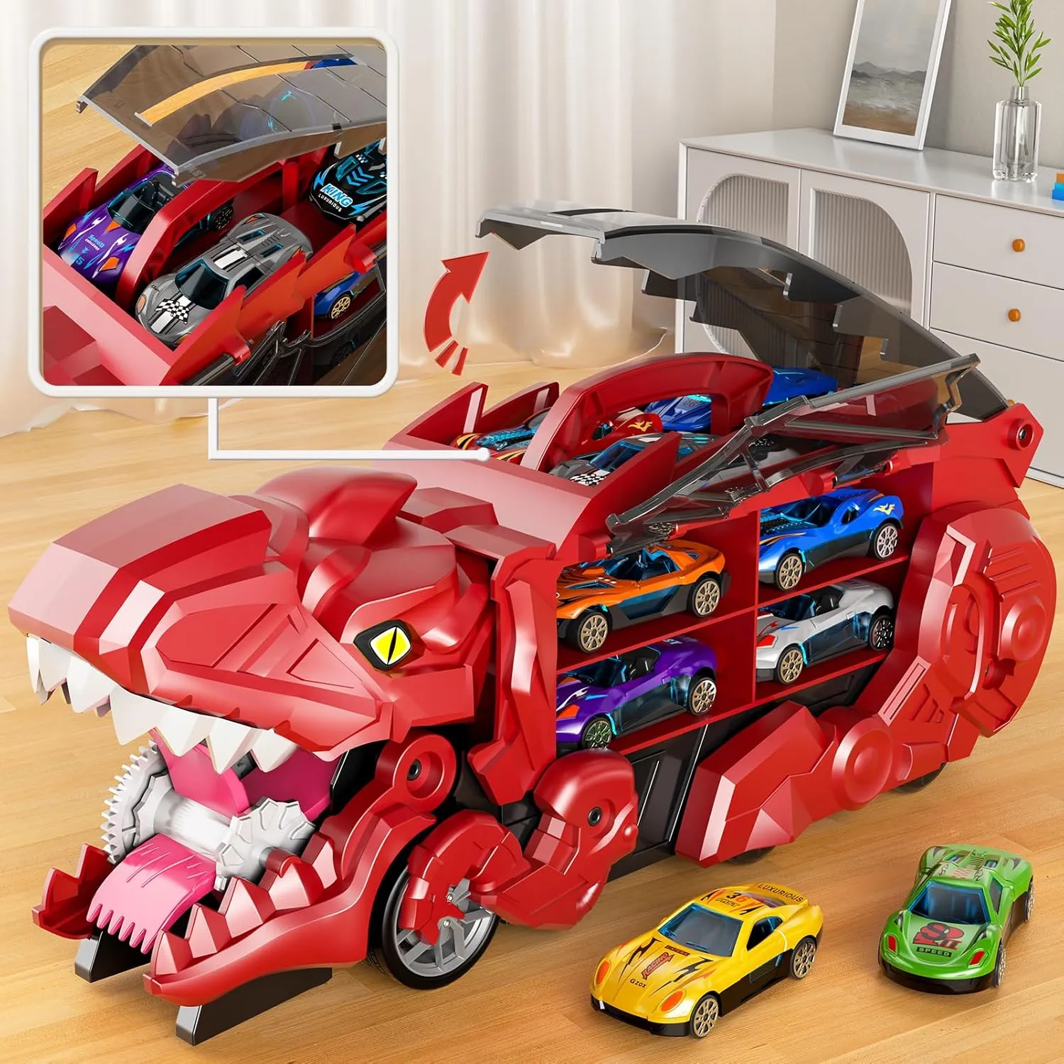 Red Dinosaur Truck Toys 7755