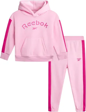 Reebok Girls' Sweatsuit - 2 Piece Performance Fleece Sweatshirt and Jogger Sweatpants - Activewear for Toddlers/Girls, 2T-6X