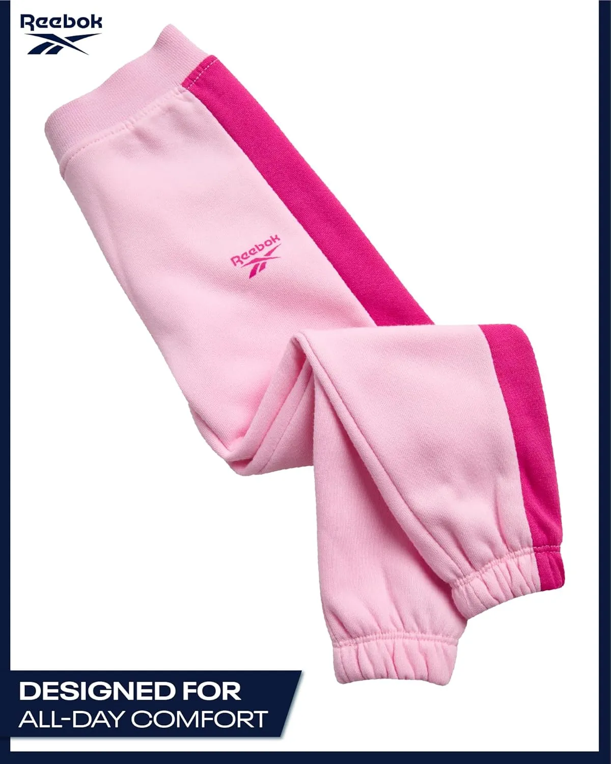Reebok Girls' Sweatsuit - 2 Piece Performance Fleece Sweatshirt and Jogger Sweatpants - Activewear for Toddlers/Girls, 2T-6X