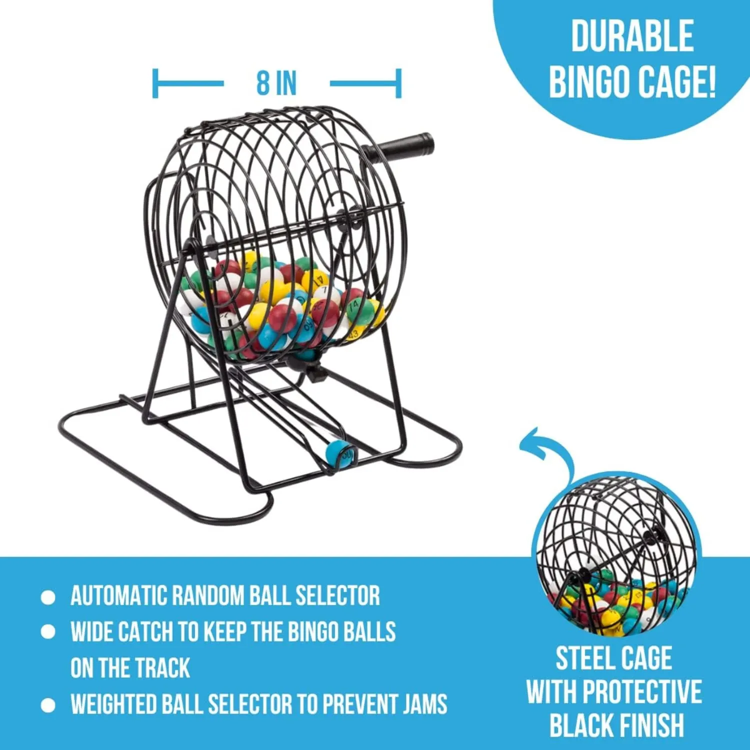 Regal Bingo Deluxe Game Set for Adults and Kids - Includes 8 Inch Wheel Cage, 75 Balls, Master Board, 50 Cards and Colorful Chips - Fun Family Game Night