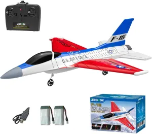 Remote Control Airplane RC Plane F16 Falcon Fighter Jet with LED Lights - 2 Channel Battery Powered Gift Toys - Radio Control Airplanes for Adults and Kids 14  - with 2 Batteries