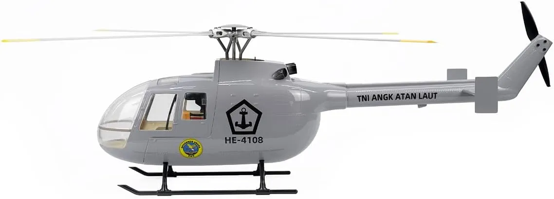 Remote Control Helicopter，BO105 470 Size Military RC Helicopter with H1 Flight Controller,GPS and Adjustable Left/Right-Handed Controls (Grey Left/Right-Handed Controls)