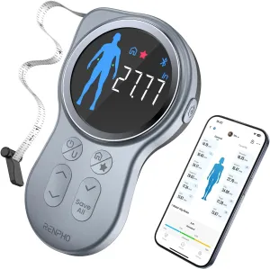 RENPHO Smart Tape Measure with Large Display, FSA HSA Eligible, Bluetooth Body Measuring Tape with App for Weight Loss, Fitness Shape, Measure Circumference Length
