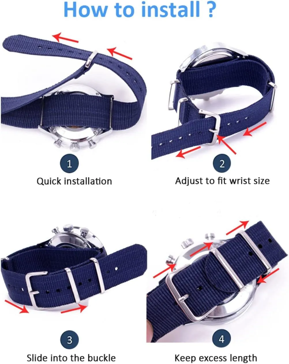 Replacement Military Watch Straps for Men 16mm 18mm 20mm 22mm Nylon Watch Band
