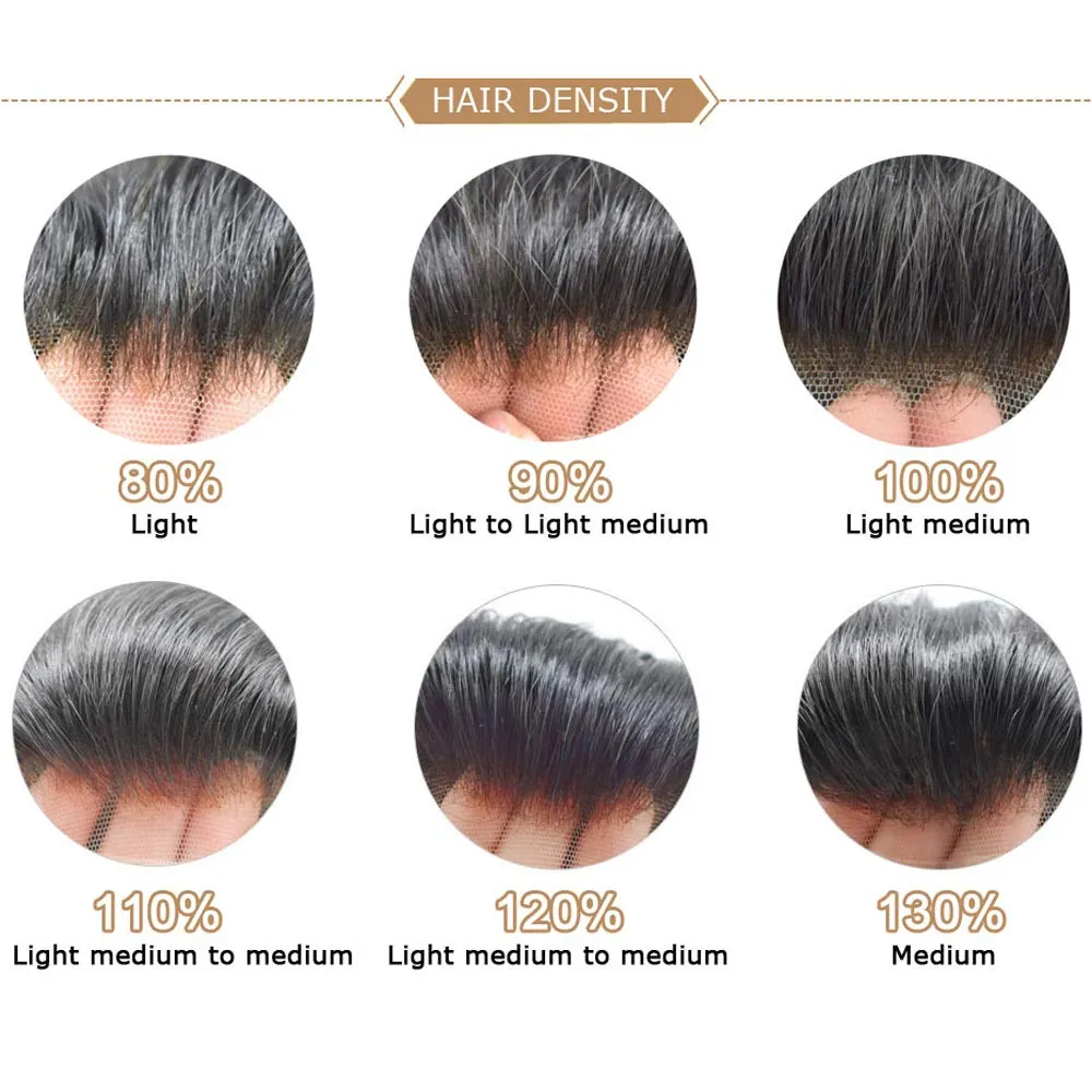 RESHE Mens Hair System French Lace Front Hair Pieces For Men Toupee For Men Real Human Hair Replacement System Slight Wavy Hand Tied Men's Hairpiece 7"X9"-90% Light density #17R