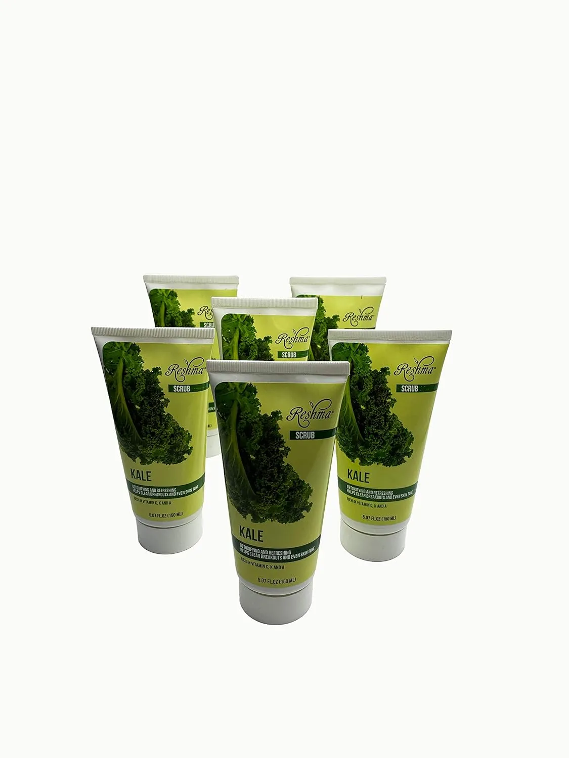 Reshma Beauty Kale Scrub | Dual Action Cleanser Face & Body Scrub | Gentle for All Skin Types and Dull Skin|Purifying and Hydrating| Enhances Natural Glow| Cruelty Free (Pack of 6), 5.07 oz
