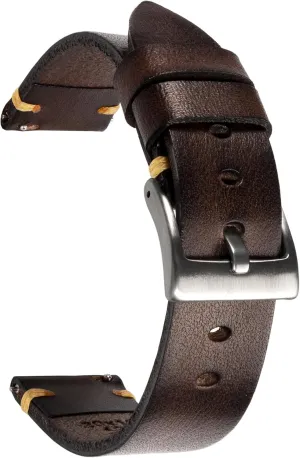 Retro Handmade Watch Band, Quick Release Vintage Leather Watch Strap Replacement,Choice of Width-18mm 20mm 22mm 24mm or 26mm