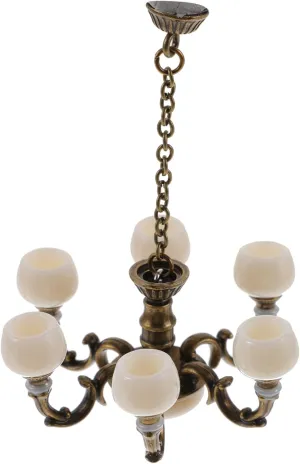 Retro Home Decor Dollhouse Retro Chandelier 1 12 Scale, Mini Dollhouse Ceiling Light, Artificial Chandelier Furniture Model, Dollhouse Scene Layout Hanging Lamp Decor