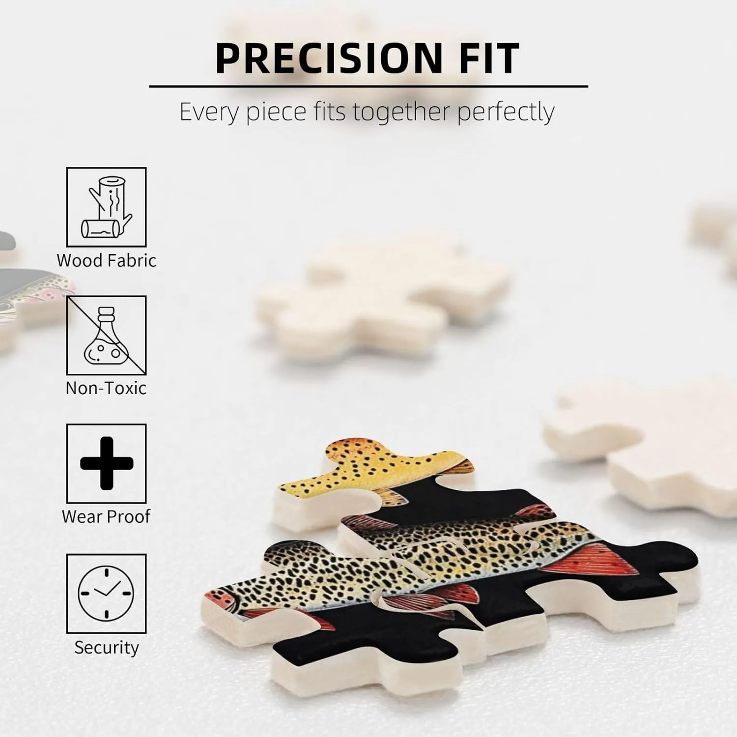 Retro Style Brainstorming Game, Different Varieties of Fish, Puzzles for Adults 500 Pieces, Stress Reliever for Parties, Impossible Brain Challenge for Fishing Enthusiasts