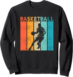 Retro Vintage Basketball Player Dribbling Ball Slam Dunk Sweatshirt