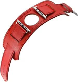 RHAIYAN Genuine Leather Cuff Bracelet Strap Compatible with Apple Watch Hermes 4 44mm 40mm Iwatch Band 4 Wrist Watchband Metal Classic Buckle Specific (Color : Red, Size : 40mm)