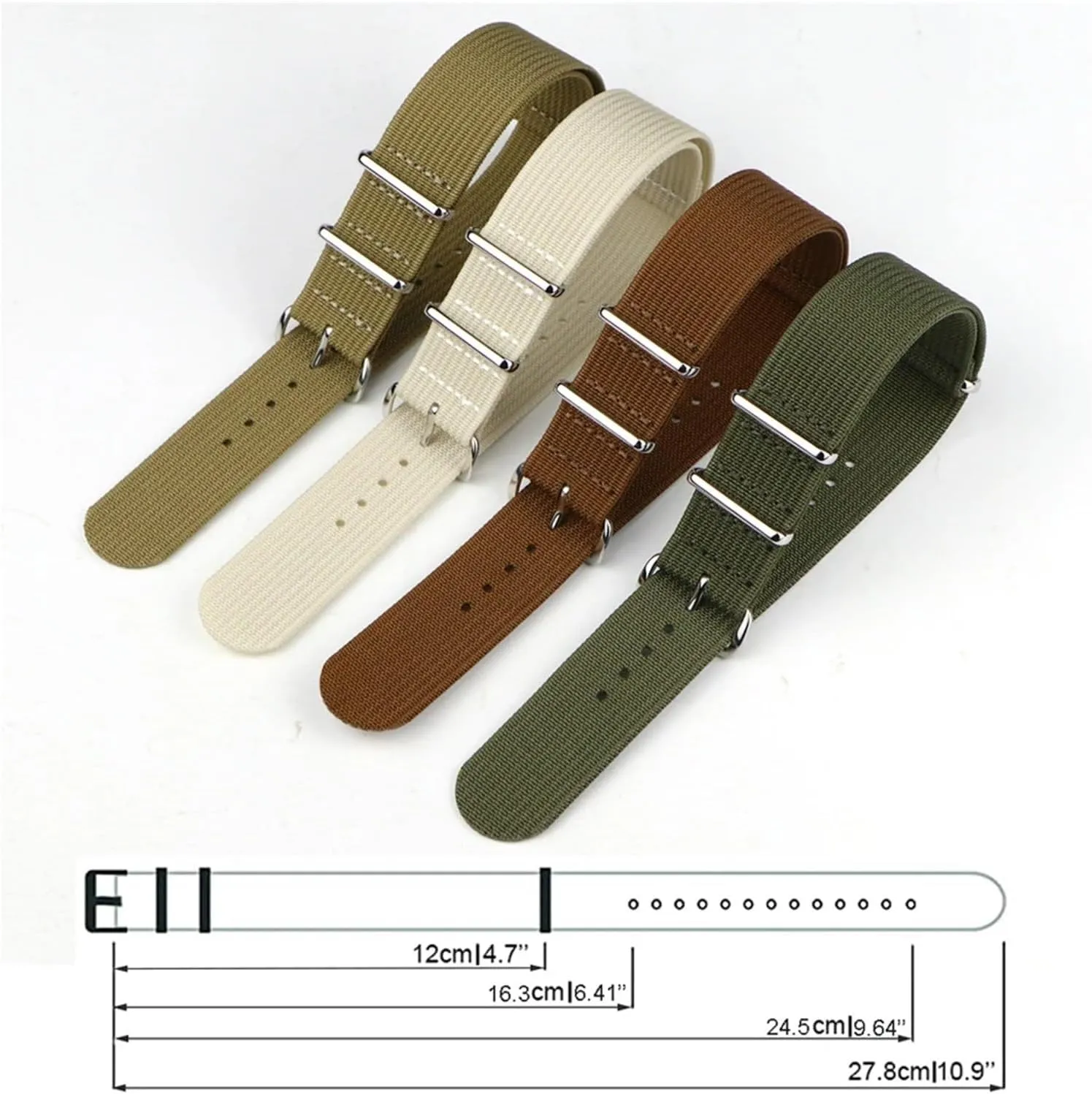 Ribbed Watch Strap 16mm 20mm 22mm 18mm 19mm 24mm Rugged Nylon Straps Retro Watchband Braid Ballistic Fabric Bands