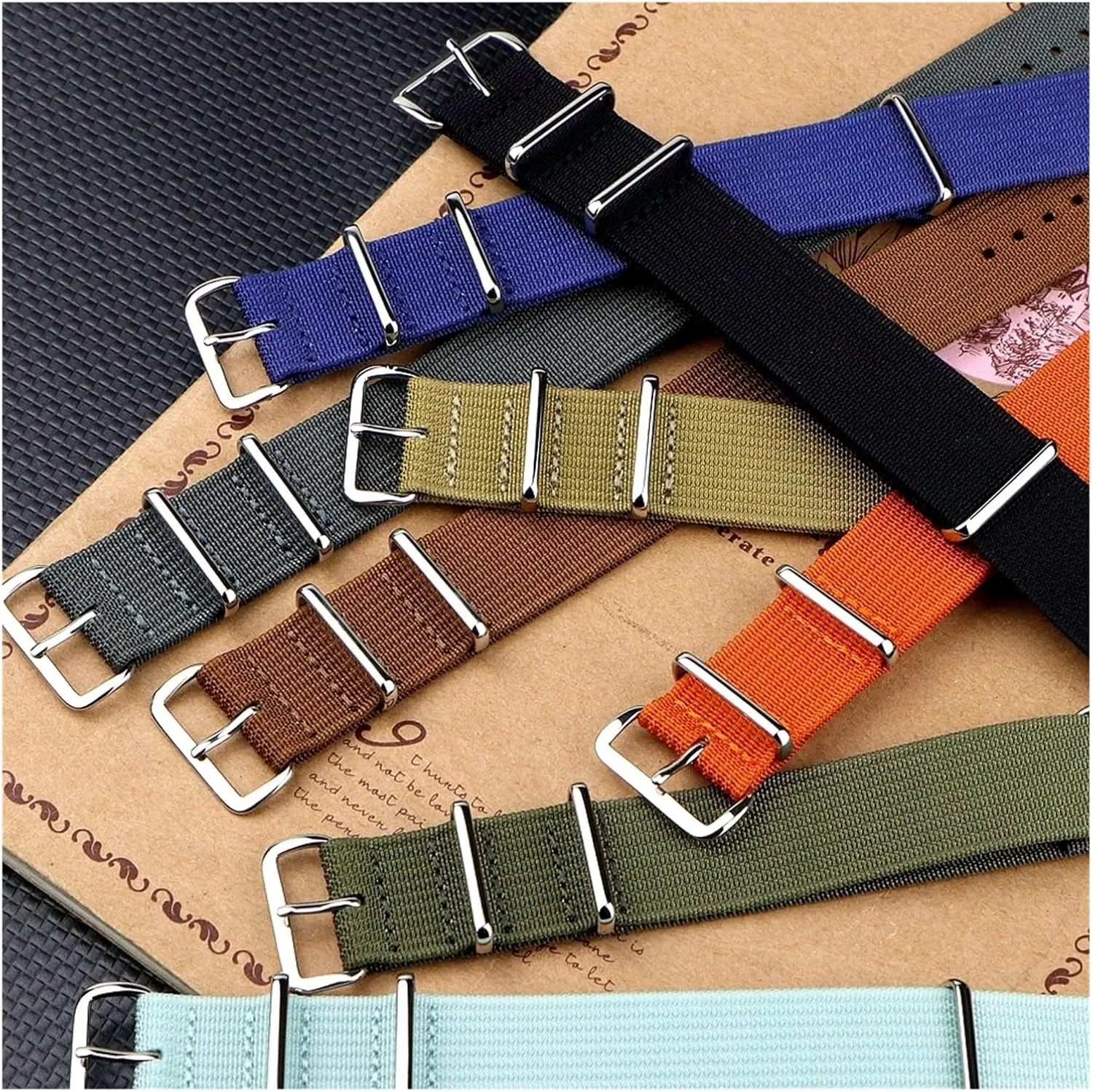 Ribbed Watch Strap 16mm 20mm 22mm 18mm 19mm 24mm Rugged Nylon Straps Retro Watchband Braid Ballistic Fabric Bands