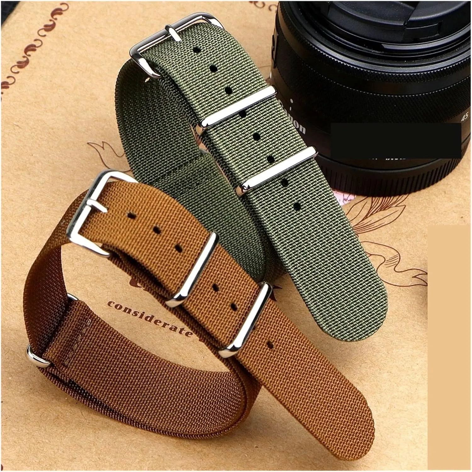 Ribbed Watch Strap 16mm 20mm 22mm 18mm 19mm 24mm Rugged Nylon Straps Retro Watchband Braid Ballistic Fabric Bands