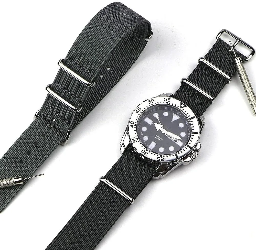 Ribbed Watch Strap 16mm 20mm 22mm 18mm 19mm 24mm Rugged Nylon Straps Retro Watchband Braid Ballistic Fabric Bands