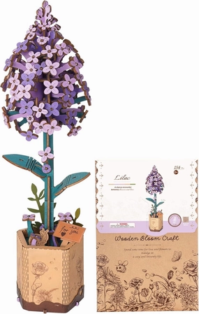 ROBOTIME 3D Flower Puzzle Lilac, Adult Craft Kit for Beginners, Artificial Wooden Flower Decorations & Centerpieces for Table Home Decor, Gift for Valentines Day/Birthday