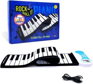 Rock And Roll It - Piano. Roll Up Flexible Classic Toy Piano Keyboard for Kids. 49 Keys Hand Roll Silicone Portable Piano Pad. Flexible & Foldable.