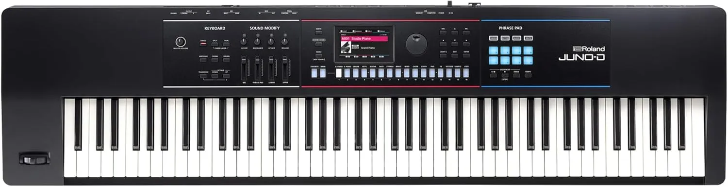 Roland JUNO-D8 Synthesizer Bundle with Adjustable Stand, Bench, Sustain Pedal, Cover, Austin Bazaar Instructional Video, and Polishing Cloth