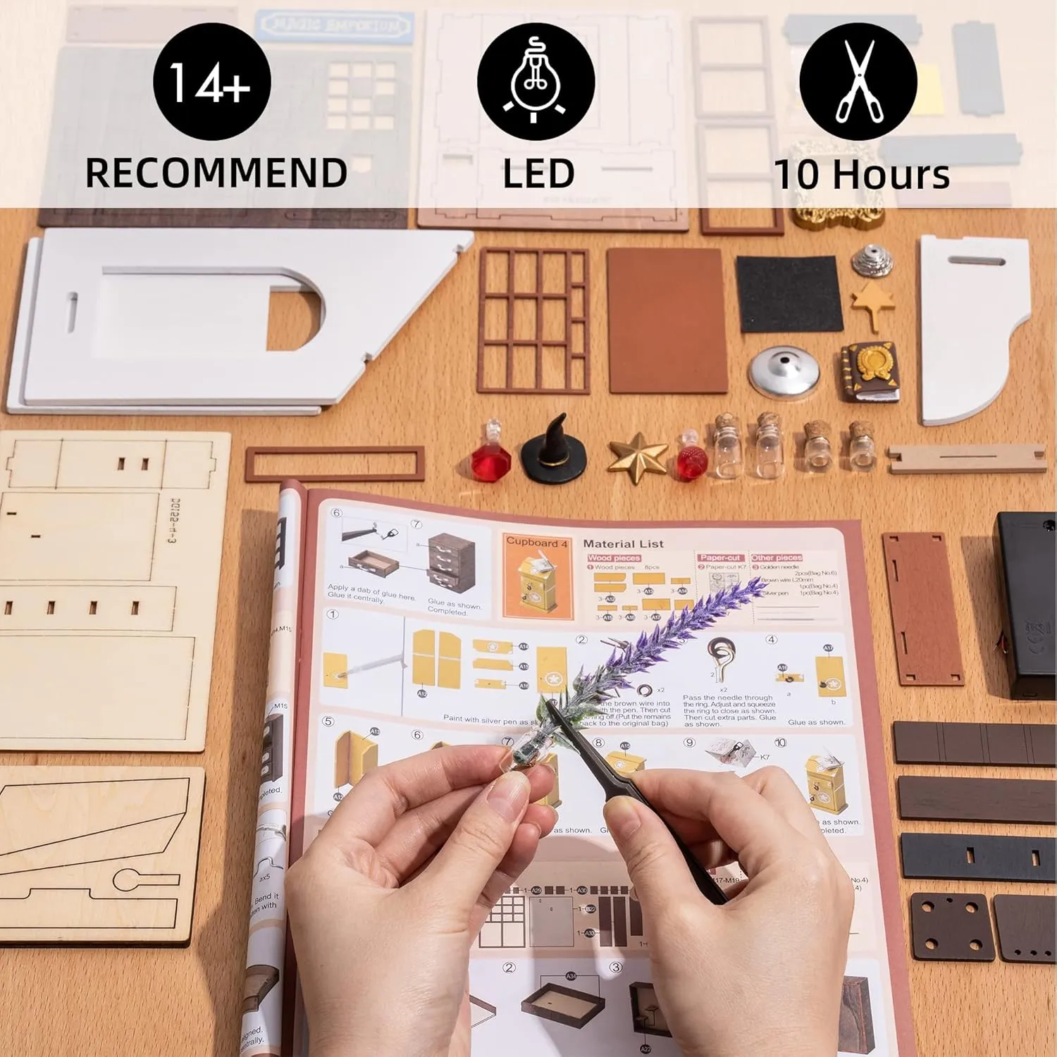 Rolife DIY Miniature Dollhouse Kit-Tiny House DIY Kit for Adults and Kids-1:20 Miniature House Kit-Miniature Things Hobbies for Women and Men-Halloween/Christmas Decorations/Gifts-LED Book Nook Kits
