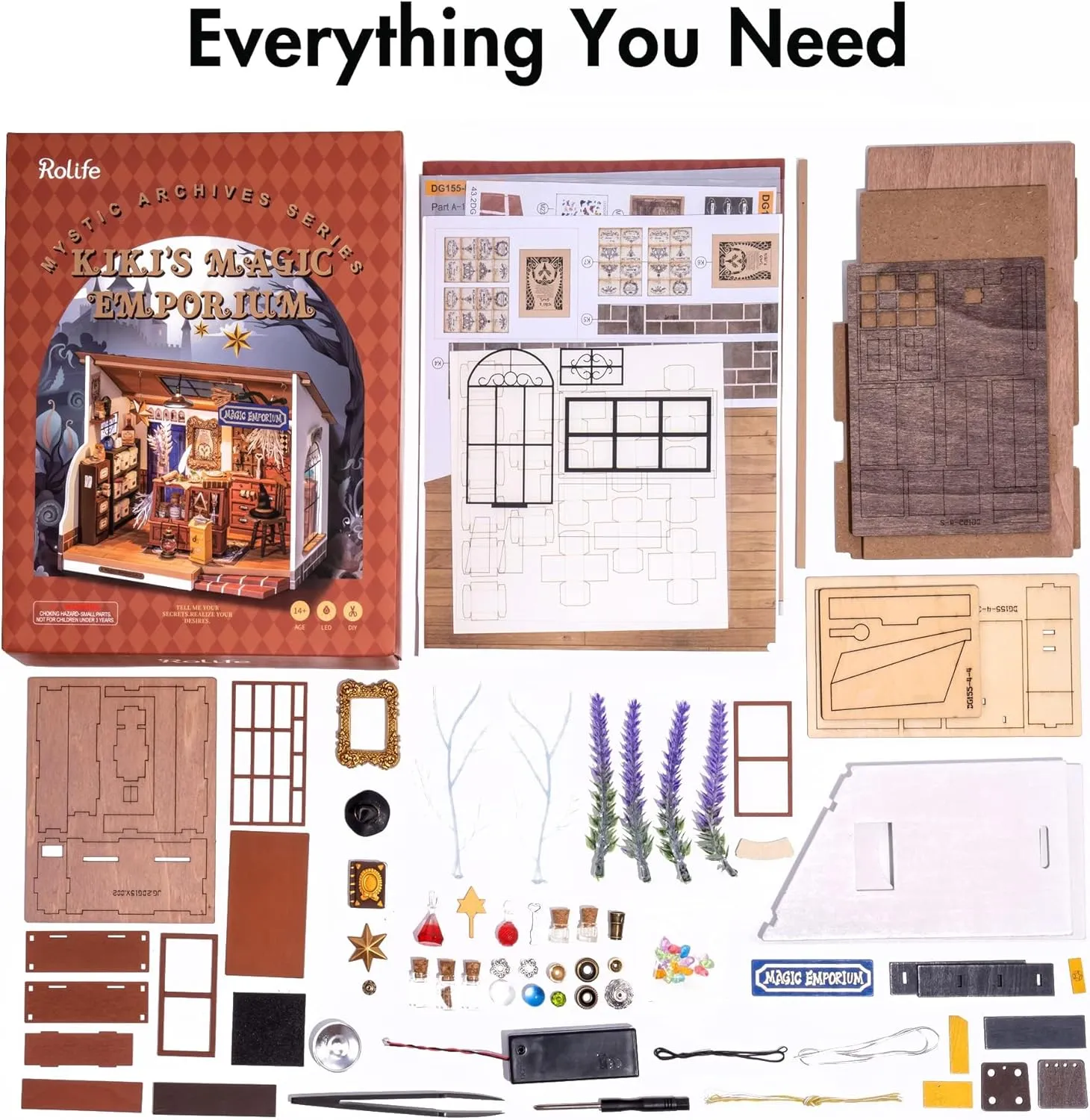 Rolife DIY Miniature Dollhouse Kit-Tiny House DIY Kit for Adults and Kids-1:20 Miniature House Kit-Miniature Things Hobbies for Women and Men-Halloween/Christmas Decorations/Gifts-LED Book Nook Kits