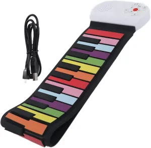 Roll Up Piano 49 Keys Kids Flexible Rainbow Keyboard Portable Folding Musical Instrument EP-17