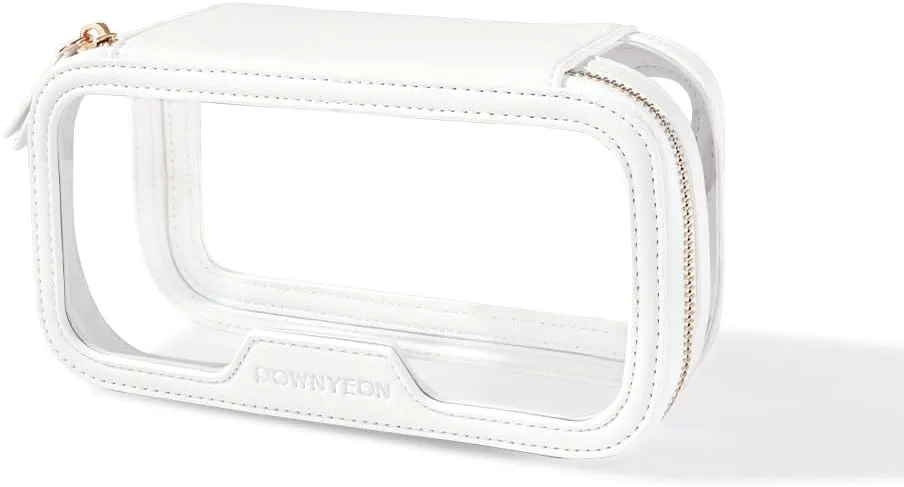 ROWNYEON Waterproof Toiletry Organizer Train Case, CLear Travel Makeup Bag for Women，Transparent Cosmetic Bag，Portable Makeup Case Organizer (White)