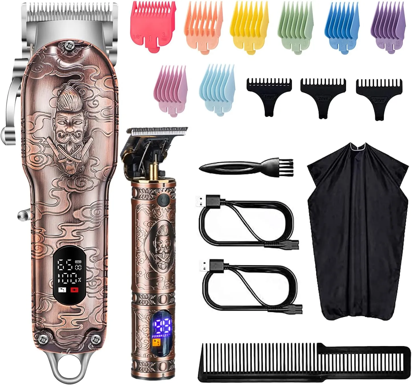 Roziapro Hair Clippers for Men T-Blade Trimmer Professional Barber Clippers - Cordless Hair Cutting Beard Trimmer Mens Electric Hair Trimmer Rechargeable Gold Knight Grooming Kit （Rose Gold）