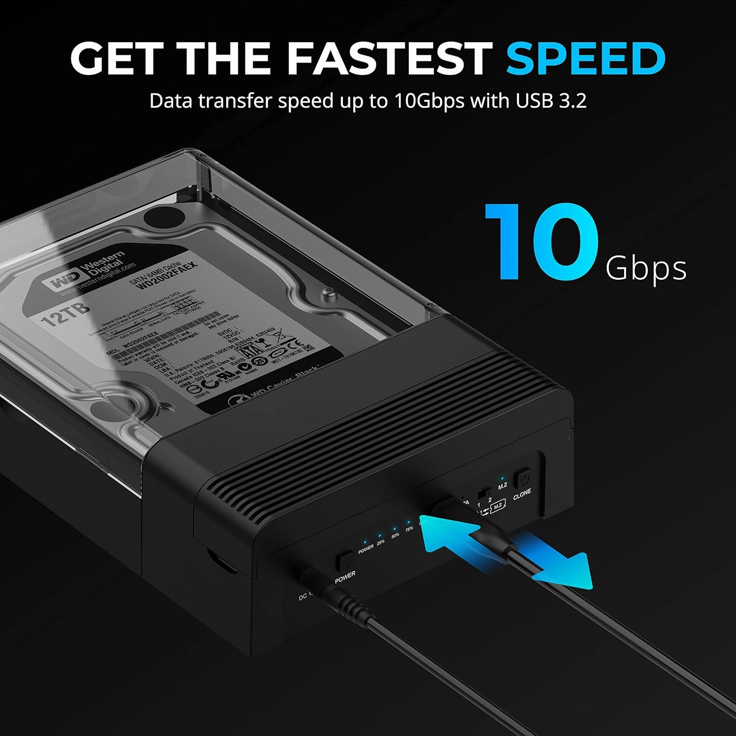 SABRENT USB-C Lay Flat Docking Station – NVMe M.2   SATA 2.5”/3.5” SSD/HDD Enclosure, 10Gbps, Tool-Free, Offline Clone Function, USB 3.2 Type-C, for Windows, Mac, Linux (DS-UFNC)